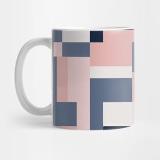 Blue, Blush and Gray Geometric Color Block Pattern Mug